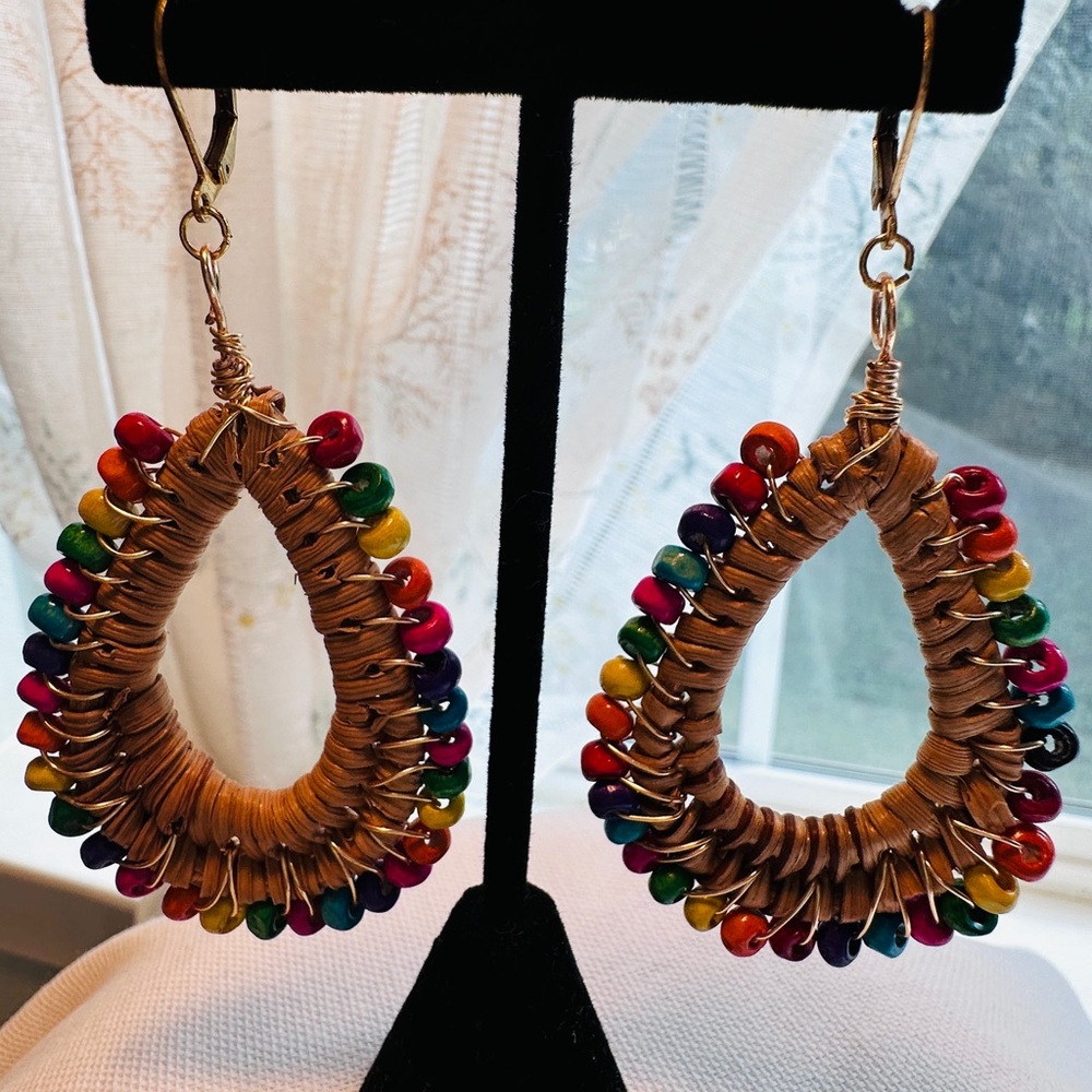 Colorful Beaded Teardrop Earrings